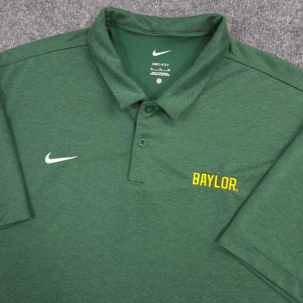 Nike Baylor University Polo Shirt Mens XL Green Dri-Fit Performance Golf Sport